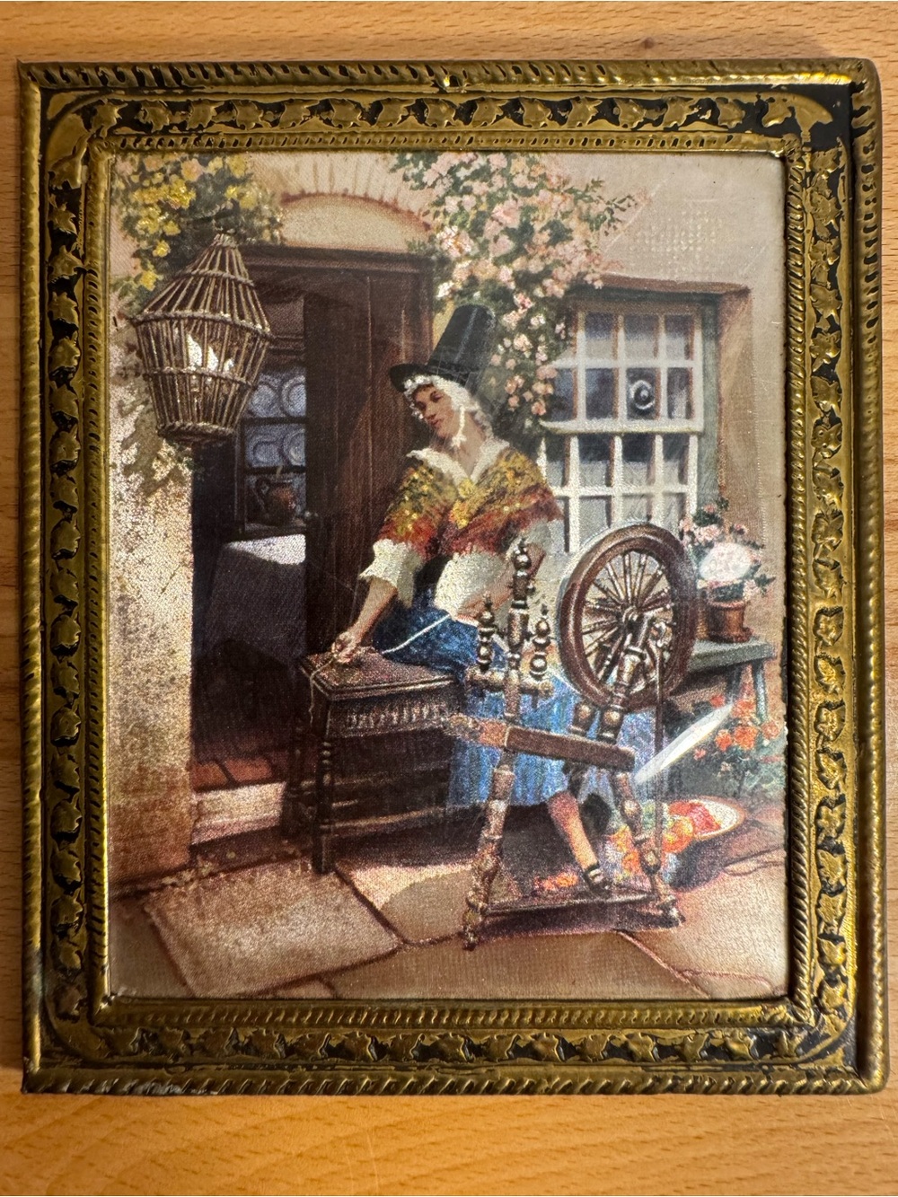 Vintage Noel Syers Lady with a Spinning Wheel